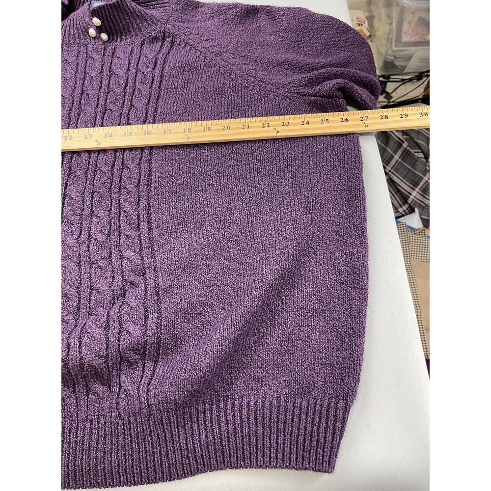 Karen Scott Womens Sweater 2X Plum Cable Knit Purple Jewel Tone Plus Timeless - Picture 6 of 10